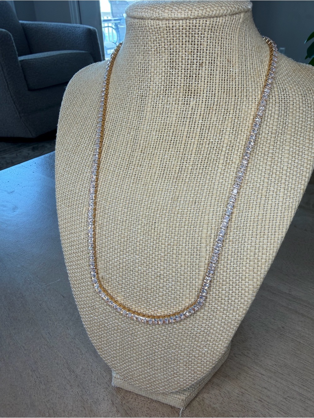 Natasha Gold-Tone Crystal Tennis Necklace